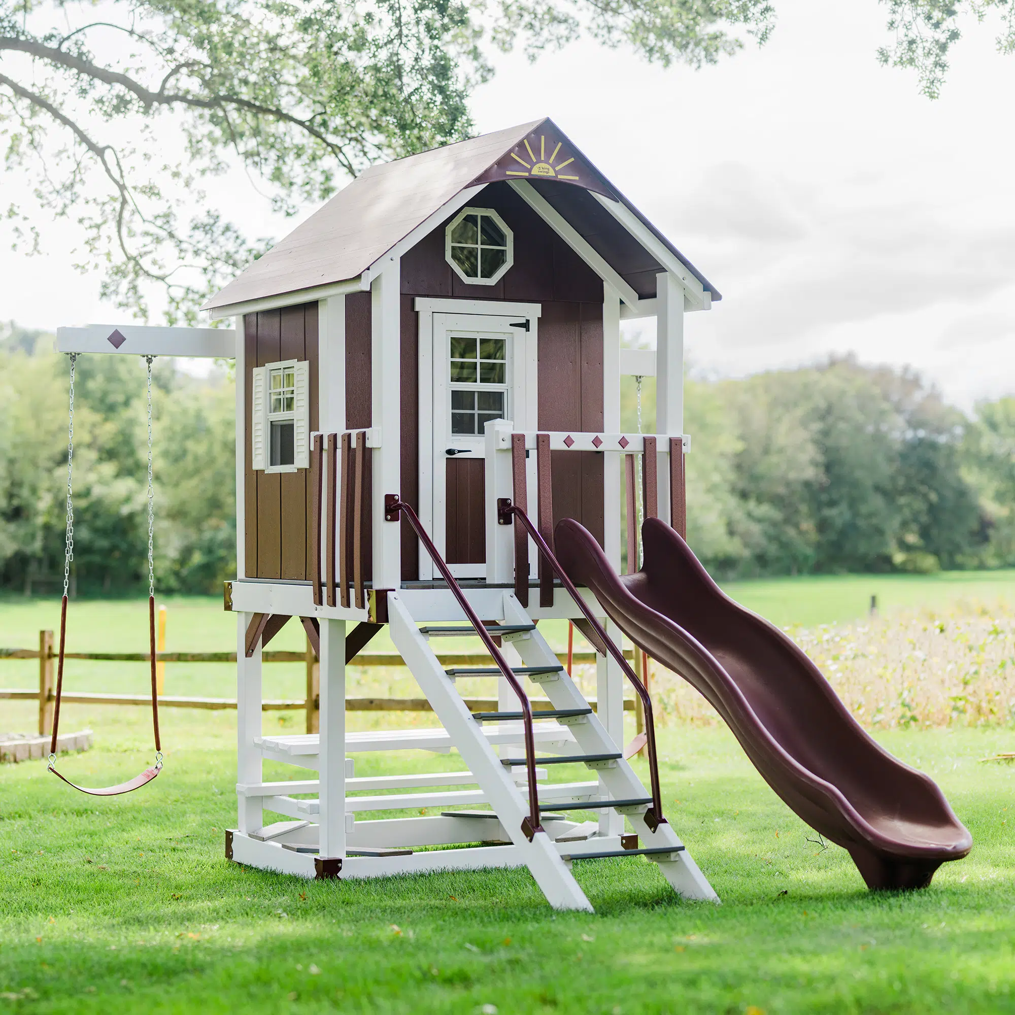 Bright White Vinyl w Red Playhouse, Red Accessories, Red Accents